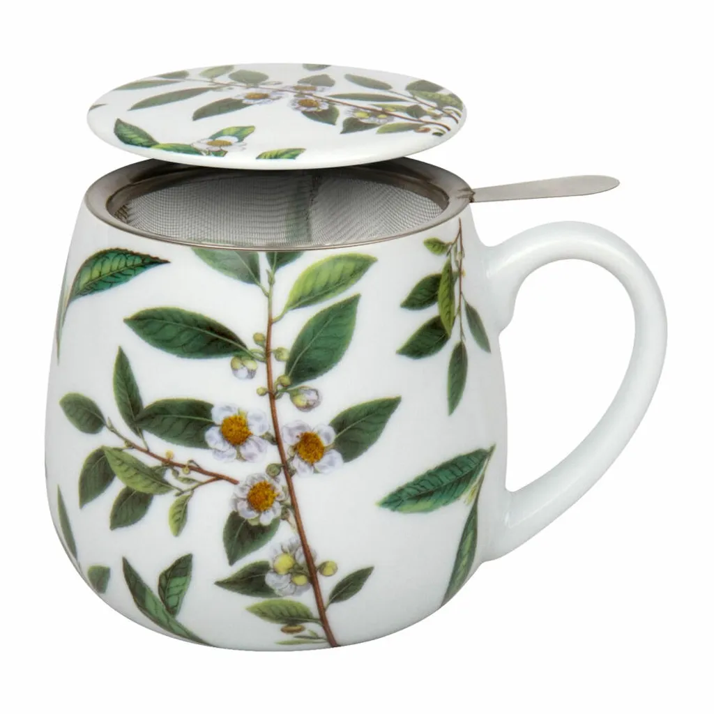 Könitz Becher mit Sieb und Deckel My Favourite Tea Grüner Tee, Teebecher, Tasse, Porzellan, 420 ml, 11 5 143 2224